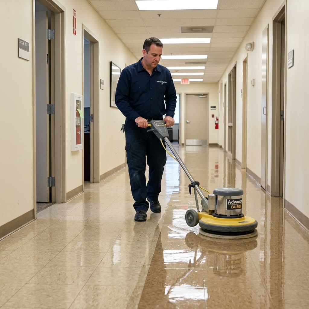 Floor Waxing environment maintained by ServiceHelpers.